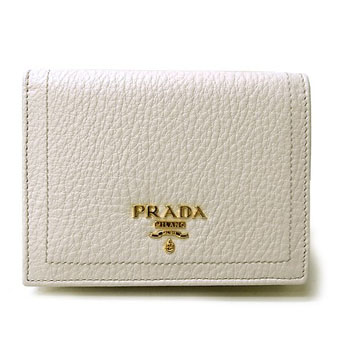 PRADA プラダ 二つ折り財布 コピー 1M0204 二つ折り財 VIT.DAINO 鹿革 CERA オフホワイト